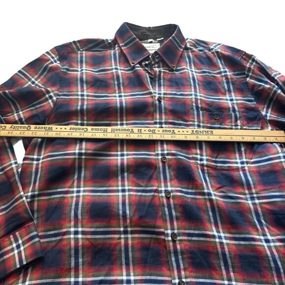 Haupt Shirt Mens 17.5 XL Red Blue Check Tartan Cotton Twill Flannel Soft - Picture 5 of 9